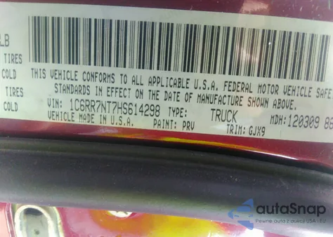 2017 Ram 1500 Laramie 4X4 5'7" Box from USA, damaged, VIN 1C6RR7NT7HS614298